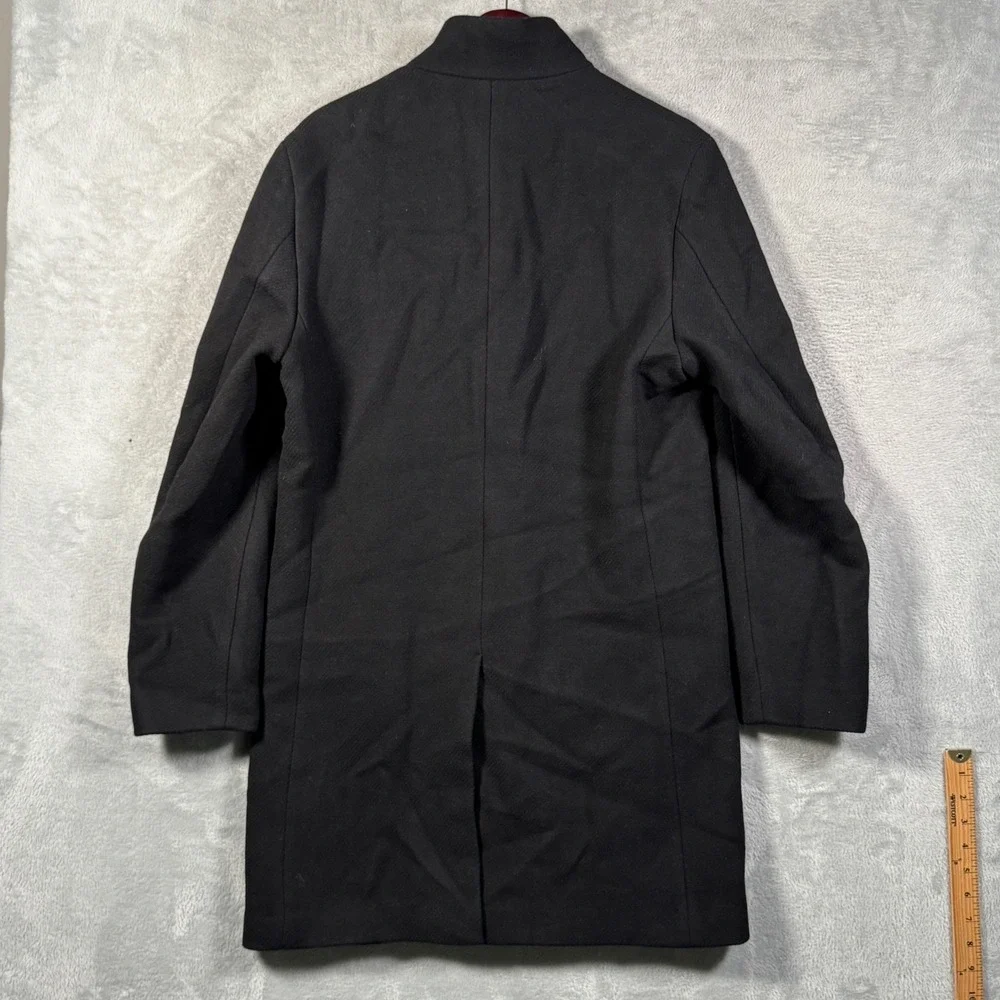 Theory Coat Mens S Black Melton Wool Cashmere Belvin Overcoat